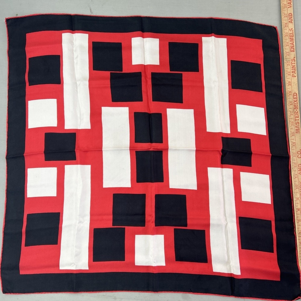 VTG Baar and Beards Pure Silk Square Scarf Hand Rolled Made in Japan Vintage 26"